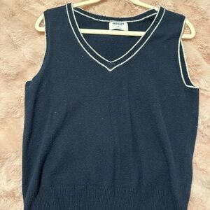 Old Navy Navy Sweater Vest with White Accents